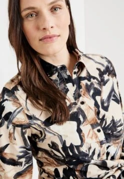 Gerry Weber MIT WICKELDETAIL - Blusenkleid - Ecru Weiss Schwarz Druck -Dein Mode Laden 119320827d0c45619d254b55ab54030c