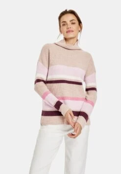Gerry Weber Strickpullover - Ecru Weiss Lila Pink Ringel