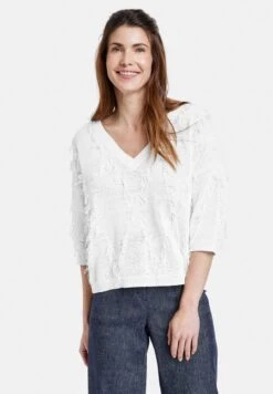 Gerry Weber ODY 3/4 ARM MIT FRANSE - Strickpullover - Off White