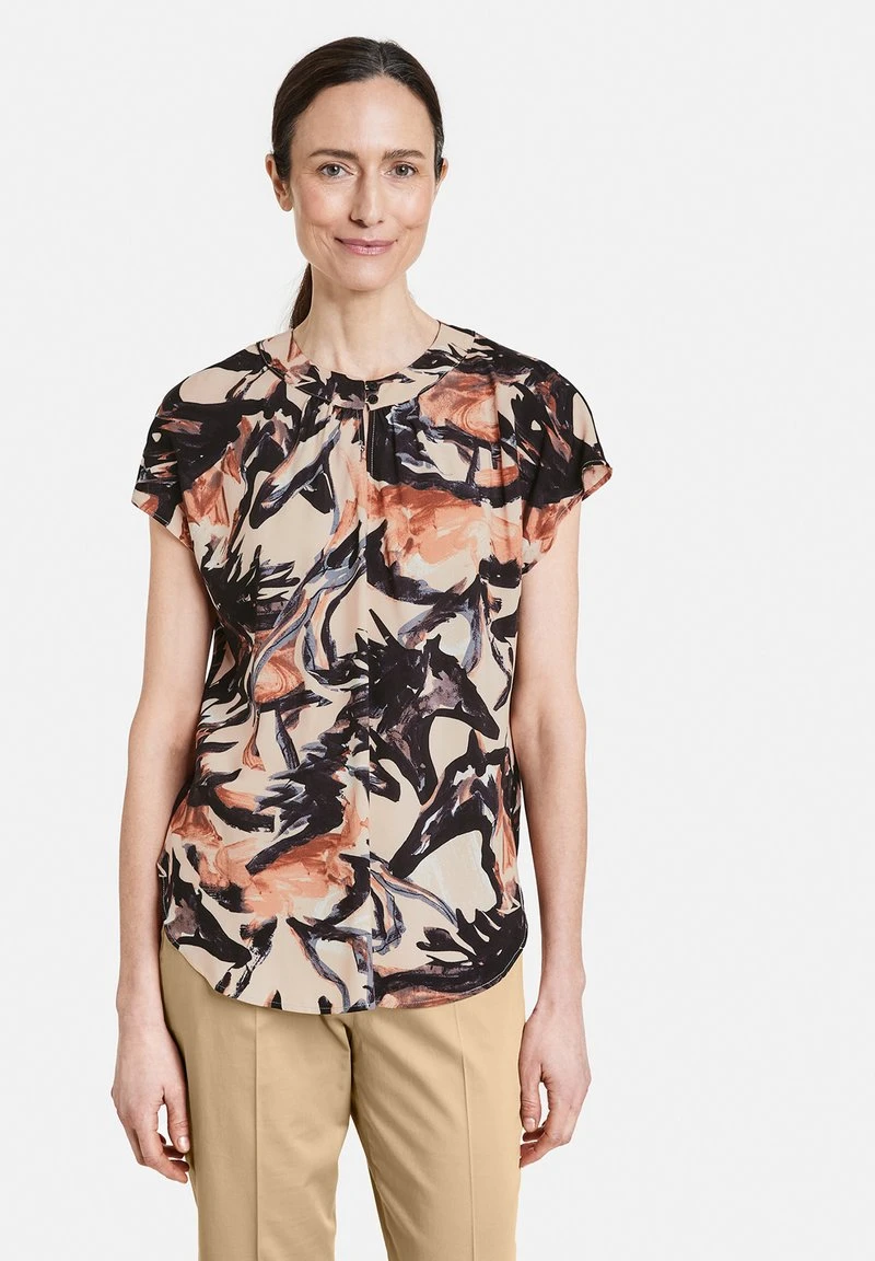 Gerry Weber KURZARM GEMUSTERTES MIT GEKNÖPFTEM - Bluse - Ecru Weiss Schwarz Druck 3 Gerry Weber KURZARM GEMUSTERTES MIT GEKNÖPFTEM - Bluse - Ecru Weiss Schwarz Druck