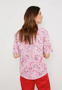 Gerry Weber KURZARM FLORAL GEMUSTERTE - Bluse - Ecru Weiss Lila Pink Druck -Dein Mode Laden 3edba42d0925477993aad60852da92a7