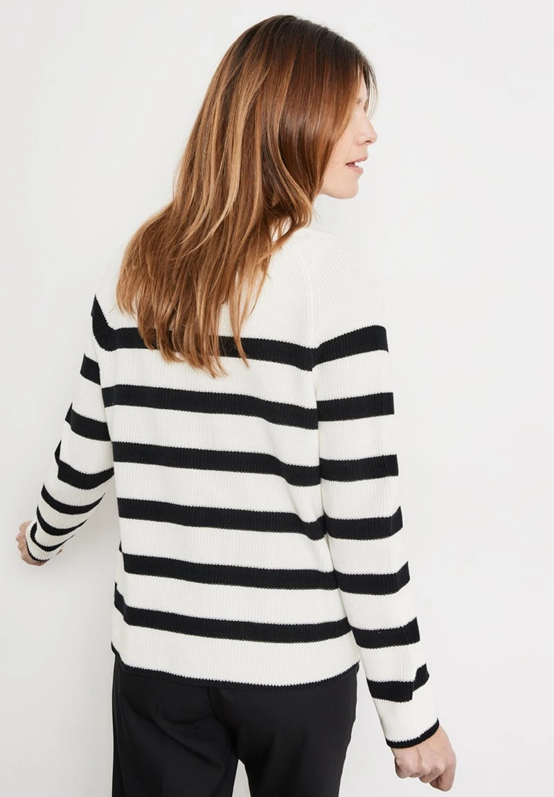 Gerry Weber MIT BLOCKSTREIFEN - Strickjacke - Ecru Weiss Blau Ringel 4 Gerry Weber MIT BLOCKSTREIFEN - Strickjacke - Ecru Weiss Blau Ringel – Bild 2