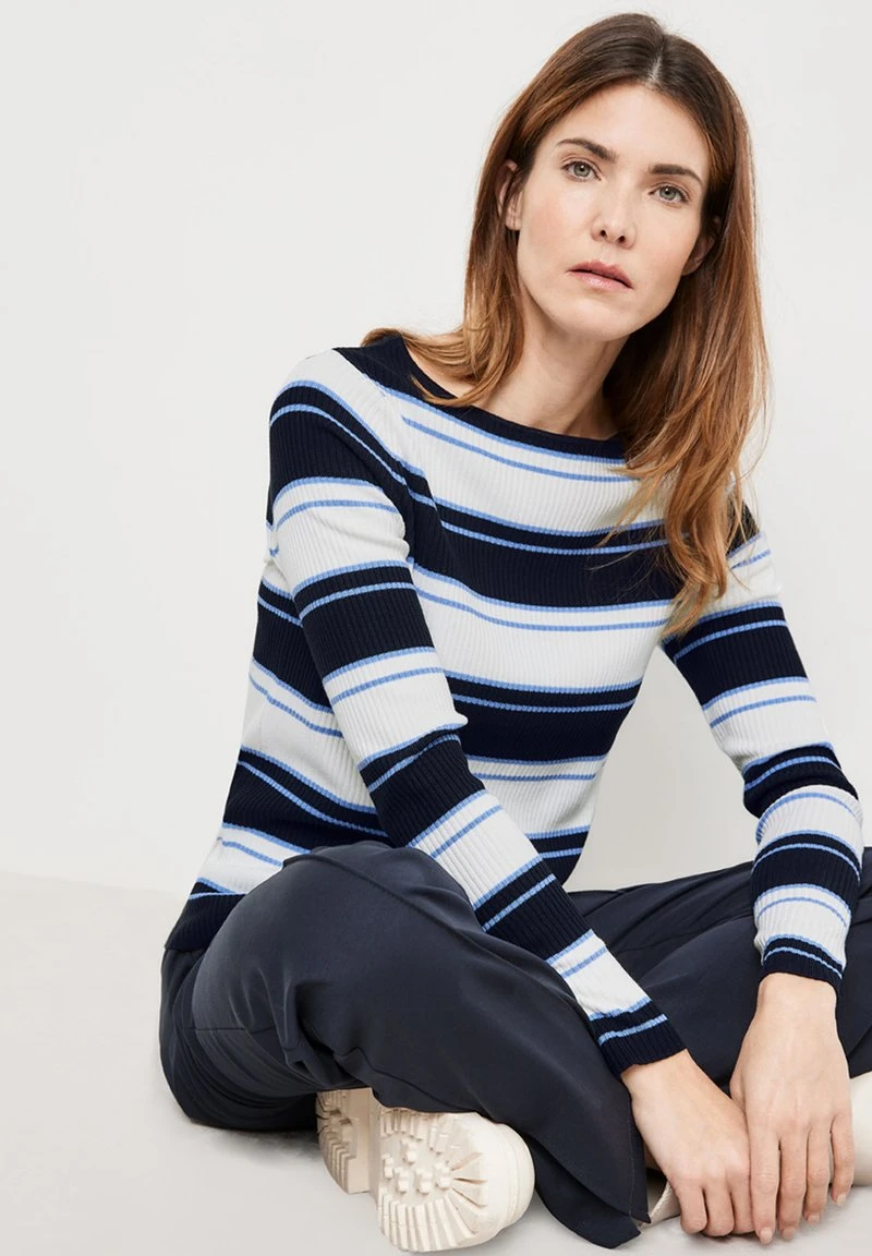 Gerry Weber LANGARM RUNDHALS MIT MARKANTEN STR - Strickpullover - Blau Ringel 5 Gerry Weber LANGARM RUNDHALS MIT MARKANTEN STR - Strickpullover - Blau Ringel – Bild 3