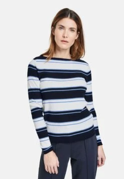 Gerry Weber LANGARM RUNDHALS MIT MARKANTEN STR - Strickpullover - Blau Ringel