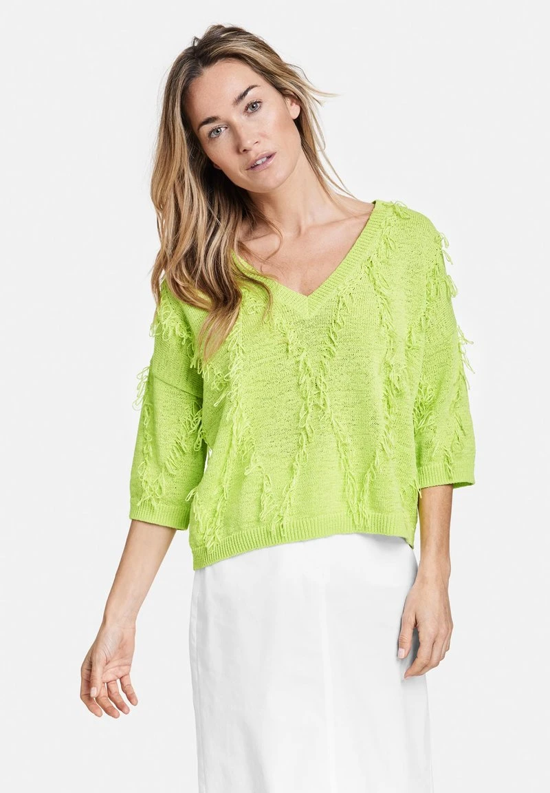 Gerry Weber ODY 3/4 ARM MIT FRANSE - Strickpullover - Lime 3 Gerry Weber ODY 3/4 ARM MIT FRANSE - Strickpullover - Lime