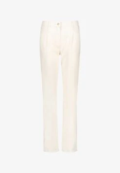 Gerry Weber LANG WIDE LEG MIT FRANSENSAUM - Jeans Straight Leg - Ecru