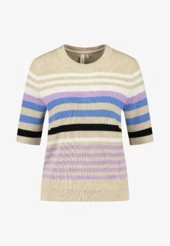 MIT STREIFENDESSIN - T-Shirt Print - Ecru Weiss Lila Pink Ringel