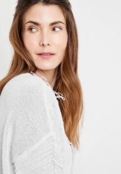 Gerry Weber ODY 3/4 ARM MIT FRANSE - Strickpullover - Off White -Dein Mode Laden a22fad1ed2e14b858ab670a51f4d6ba6