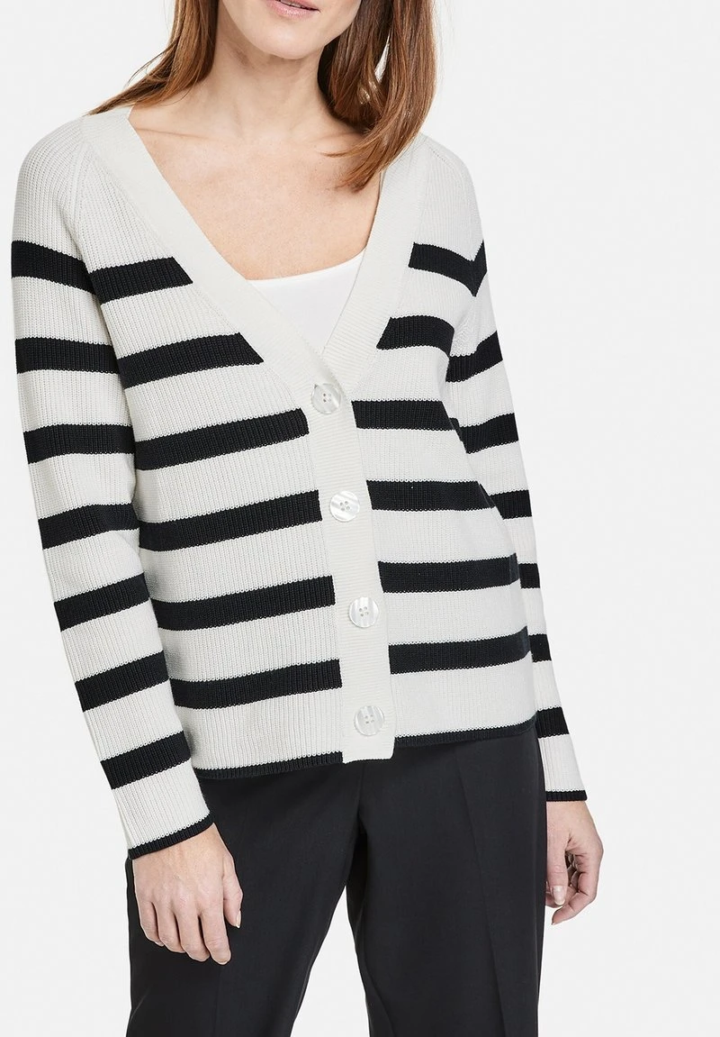 Gerry Weber MIT BLOCKSTREIFEN - Strickjacke - Ecru Weiss Blau Ringel 6 Gerry Weber MIT BLOCKSTREIFEN - Strickjacke - Ecru Weiss Blau Ringel – Bild 4