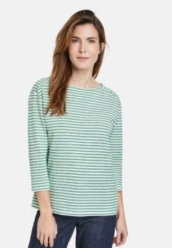 Gerry Weber 3/4 ARM RINGELN - Langarmshirt - Grün Ecru Weiss Ringel