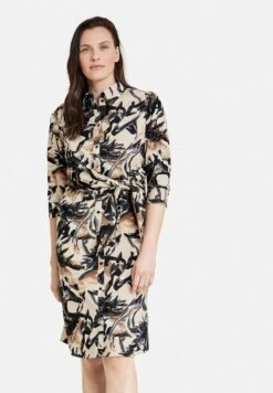Gerry Weber MIT WICKELDETAIL - Blusenkleid - Ecru Weiss Schwarz Druck