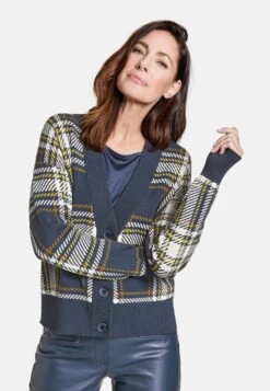 Gerry Weber Strickjacke - Blau Gelb Karo