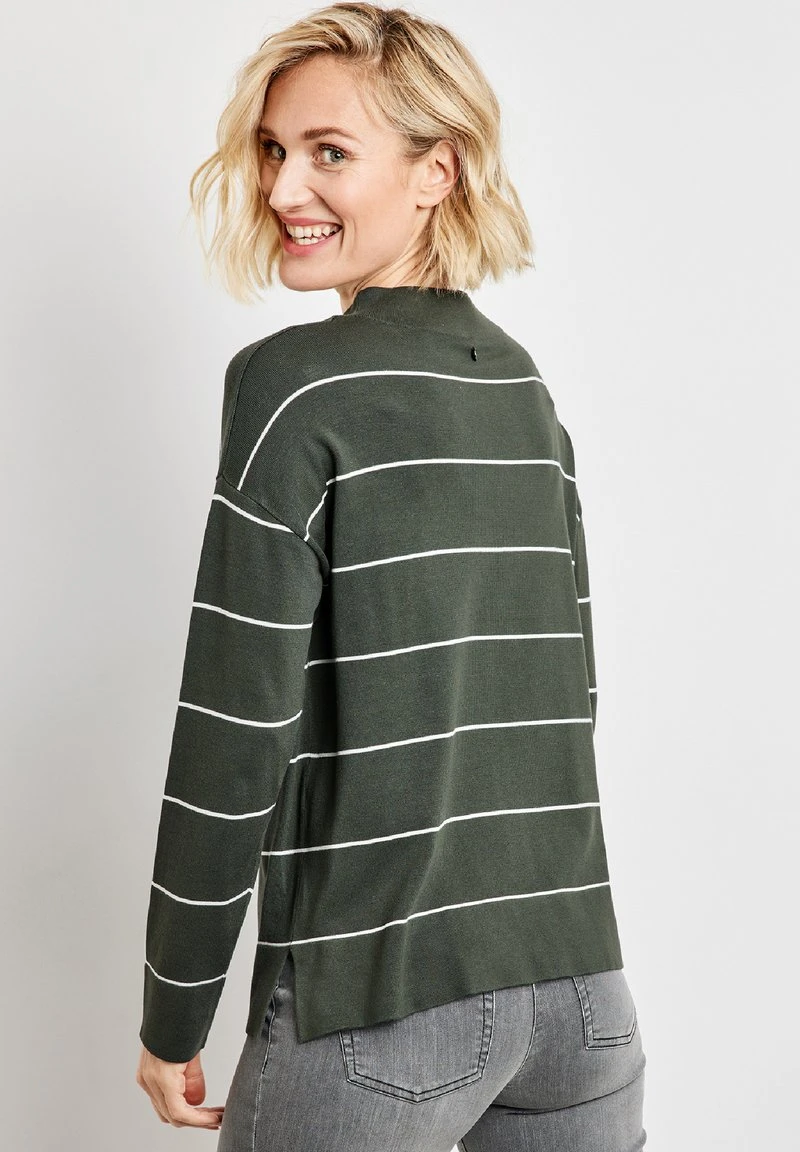 Gerry Weber Strickpullover - Grün Ecru Weiss Ringel 4 Gerry Weber Strickpullover - Grün Ecru Weiss Ringel – Bild 2