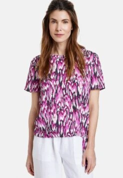 1/2 ARM - Bluse - Lila Pink Schwarz Druck