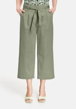 Gerry Weber HOSE FREIZEIT VERKÜRZT CULOTTE MIT BINDEGÜRTEL - Stoffhose - Sage