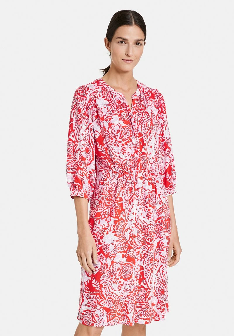 Gerry Weber Freizeitkleid - Ecru Weiss Rot Orange Druck 3 Gerry Weber Freizeitkleid - Ecru Weiss Rot Orange Druck