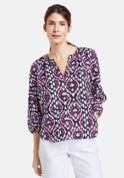 Gerry Weber 3/4 ARM GEMUSTERTE MIT BAL - Bluse - Lila Pink Schwarz Druck -Dein Mode Laden e70dc8818e5748fa9fd4bec41b312229